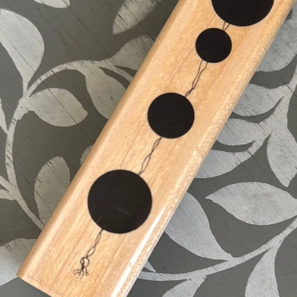 Wooden Stamp with Black Circle Design